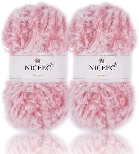 Miniatura 52 de NICEEC Hilo de Pelo Sintético Super Suave, Grueso y Esponjoso, Hilo de Pestañas para Crochet y Tejido (Longitud Total 192m/9.1kg) - Otoño/300g