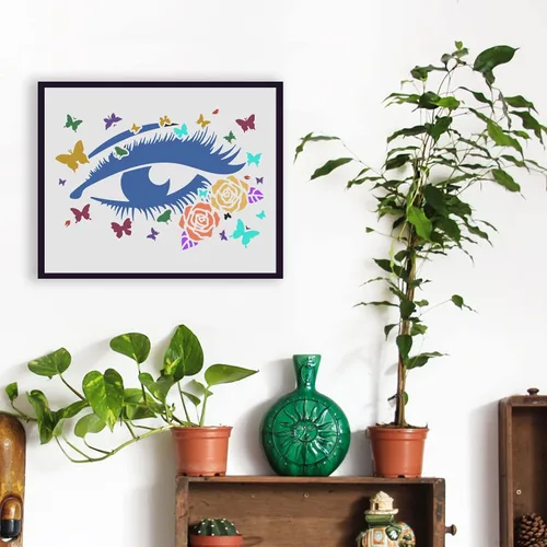 Miniatura 6 de FINGERINSPIRE Plantilla de ojos para pintar – Plantilla de dibujo reutilizable de ojos de belleza de 11.7 x 8.3 pulgadas – Diseños de mariposas