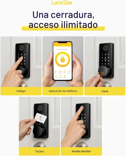 Miniatura 2 de LOCKSTAR® Cerradura inteligente para puerta • Cerradura de puerta sin llave con cerrojo • Múltiples métodos de entrada – APP • Identificación por