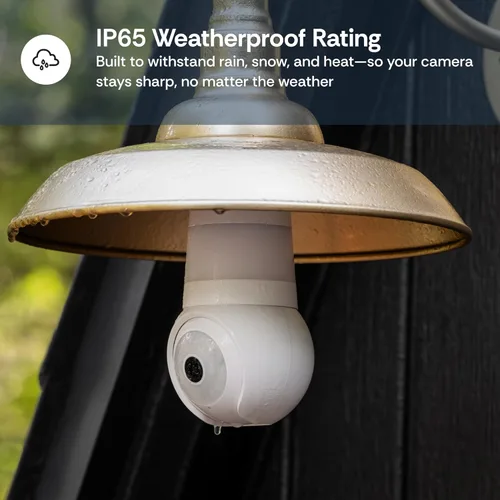 Miniatura 15 de Luna - Cámaras de seguridad inalámbricas para exteriores e interiores, inclinación panorámica de 360°, visión nocturna a color, bombilla LED y foco