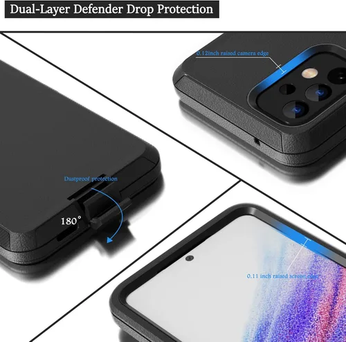 Miniatura 3 de Funda compatible con Samsung Galaxy A53 5G, con clip para cinturón, resistente, a prueba de golpes, protección de cuerpo completo, con función atril