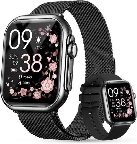 Reloj inteligente para mujeres y hombres Fitness: 1.85 "Reloj inteligente con 30 días+duración de la batería hace/recibe llamada, frecuencia