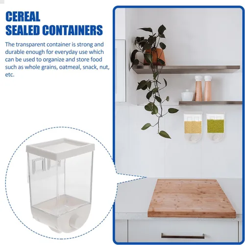 Miniatura 3 de DOITOOL Recipiente de almacenamiento montado en la pared, dispensador hermético de cereales de 33.3 onzas con diseño colgante para organización