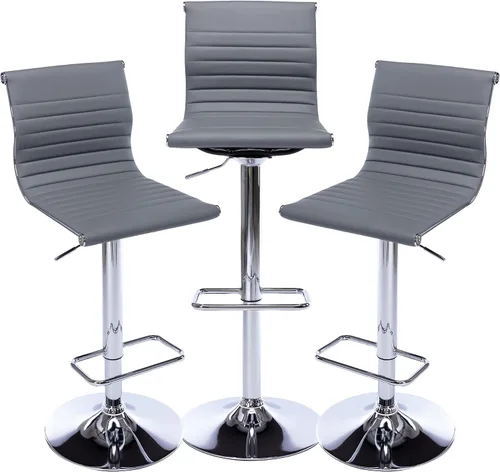 Miniatura 14 de chairus Juego de 2 taburetes de bar giratorios modernos, taburetes de bar ajustables con altura de mostrador, taburetes de piel sintética sin brazos