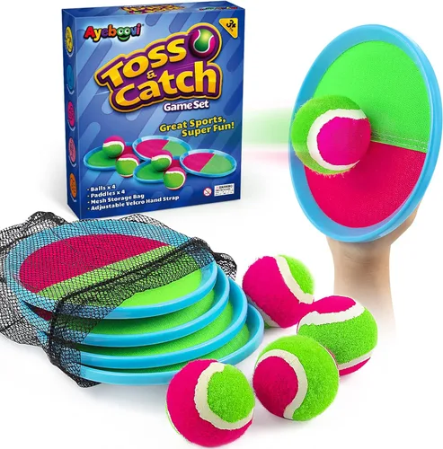 Ayeboovi Juego de pelota para tirar y atrapar, juguetes al aire libre para niños, juegos de patio, juguetes de playa, juegos al aire libre para