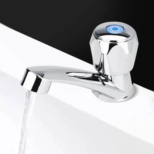 Miniatura 8 de Grifo para lavabo, boquilla de agua de una sola manija, grifo de agua fría G1/2 galvanizado para baño bañera (mango G1/2)