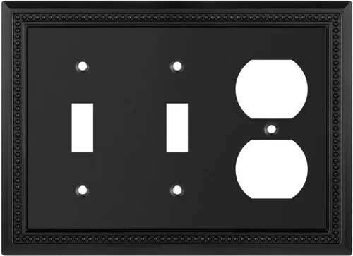 Miniatura 23 de Henne Bery Sunken Pearls - Placa de interruptor/placa de pared y cubierta de salida (decorador individual, 2 unidades, negro mate)