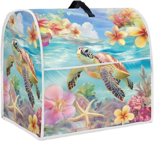Miniatura 31 de Talayituse Beach Turtle Starfish Print Stand Mixer Cover for 4.5-5 Quarts Kitchen Aid, Washable Mixer Dust Cover with Handle and Pocket Kitchen