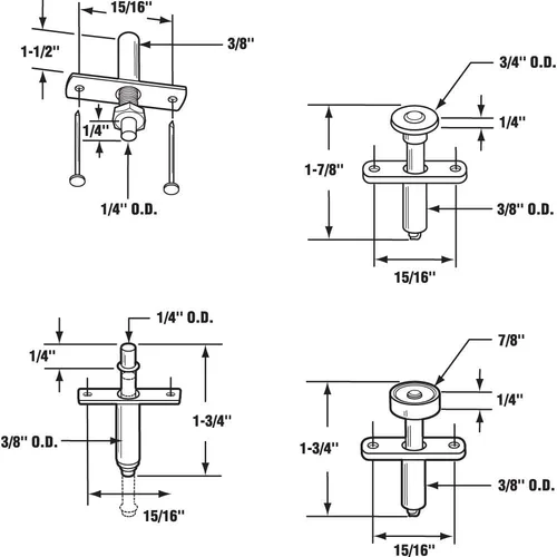 Miniatura 2 de Prime-Line N 7535 Kit de reparación de herrajes para puertas plegables, incluye 2 guías de rodillo, 1 pivote superior y 1 pivote inferior, para uso