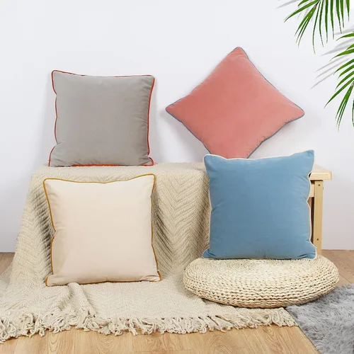 Miniatura 3 de Juego de 4 fundas de almohada de terciopelo de 16 x 16 pulgadas, fundas de almohada decorativas de terciopelo modernas de doble color para sofá, frío