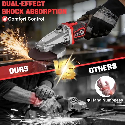Miniatura 3 de Ecarke Amoladora angular de cabeza plana compatible con batería Milwaukee de 18 V, 4-1/2 a 5 pulgadas, 11000 RPM, sistema de seguridad múltiple