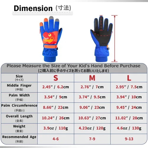 Miniatura 2 de Azarxis Kids Snow Ski Gloves, Children Winter Waterproof Windproof Warm Touchscreen Snowboard Gloves for Boys & Girls