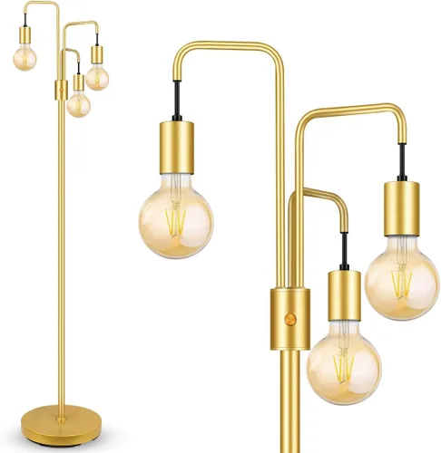 Miniatura 11 de BoostArea Lámpara de Pie Industrial, Pantalla de Lámpara de Diamante de Metal, Lámpara de Pie Moderna con 3 Luces, Bombillas No Incluidas, Lámpara