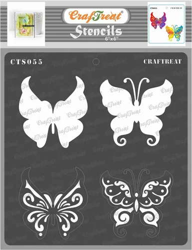 CrafTreat Plantillas para álbumes de recortes, plantillas de mariposa en capas para pintar sobre madera, paredes, muebles, tela y lienzo, diseño