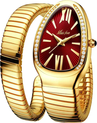 Miniatura 11 de MASTOP Reloj de cara de serpiente para mujer, con forma de serpiente, relojes para mujer, relojes impermeables de acero delicado para mujer, relojes