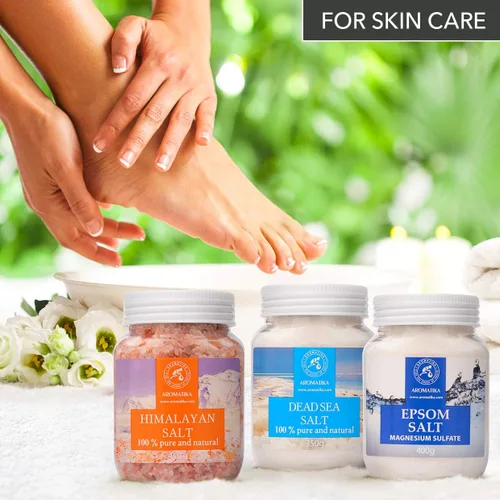 Miniatura 5 de Juego de sales de baño de 42 onzas – Sal de Epsom – Sal rosa del Himalaya – Sal del Mar Muerto – 100% pura y natural – Lo mejor para un buen sueño