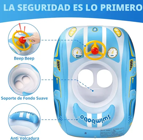 Miniatura 2 de Swimbobo Toddler Pool Float with Seat Boat Inflatable Ride-on Car for Kids Outdoor Toys