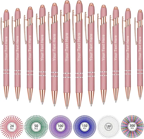 Miniatura 141 de Hasta 500 bolígrafos personalizados a granel, bolígrafo grabado personalizado con punta de lápiz capacitivo, carcasa multicolor retráctil, bolígrafo
