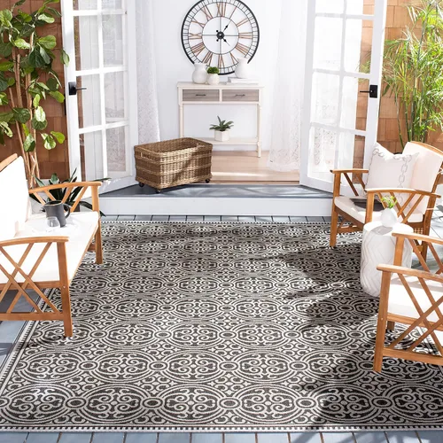 Miniatura 9 de SAFAVIEH Beach House Collection - Alfombra redonda, de 4 pies, color crema y azul, no desprende pelusa y de fácil cuidado, para interiores