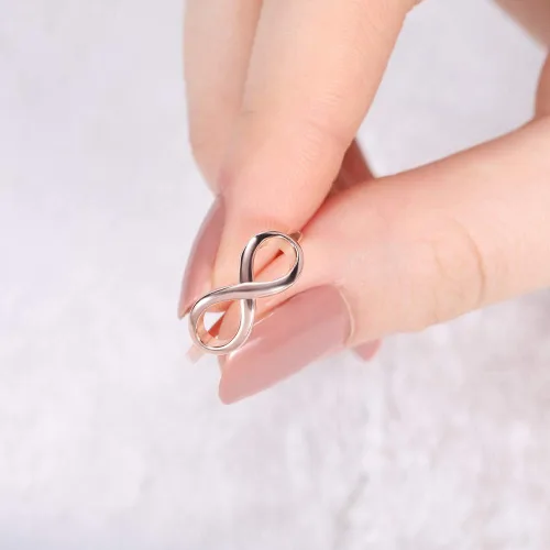 Miniatura 4 de SOMEN TUNGSTEN Anillo de plata de ley 925 con nudo infinito, anillo de boda de eternidad, tamaño 4-11
