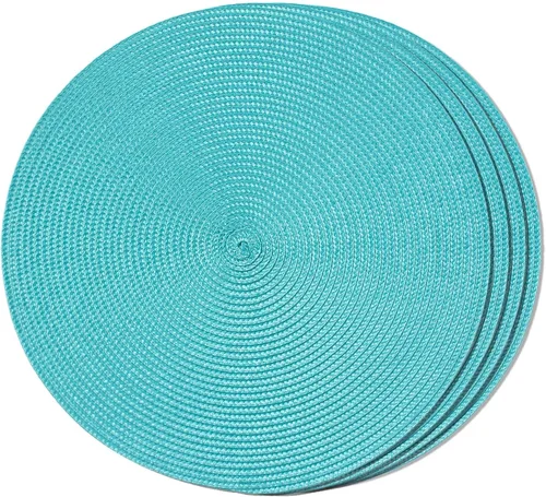 Miniatura 27 de FunWheat Juego de 6 manteles individuales redondos trenzados para mesas de comedor, tejidos, lavables, antideslizantes, de 15 pulgadas