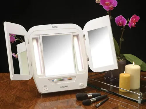 Miniatura 9 de Jerdon JGL10 W Euro Espejo de 3 paneles iluminado con aumento de 5X, 4 configuraciones de luces, acabado blanco