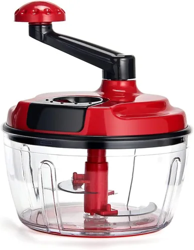 Procesador de alimentos manual multifuncional,Picador de manivela manual de 8 tazas, licuadora con recipiente transparente, para verduras, carne,