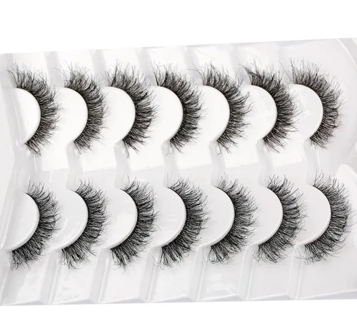 Miniatura 8 de Pooplunch Pestañas postizas con aspecto de ojo de gato look natural, pestañas cortas finas, extensión cruzada 8D volumen, pestañas postizas de visón