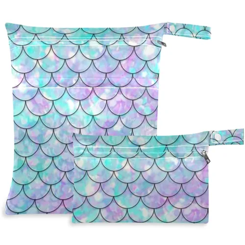 Miniatura 25 de visesunny Seta dibujada a mano, 2 bolsas húmedas con bolsillos con cremallera, lavable, reutilizable, espaciosa para viajes, playa, piscina, Multi51.
