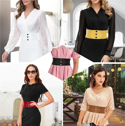 Miniatura 6 de GRACE KARIN Cinturón de corsé con botones a presión para mujer, cinturón elástico ancho para vestido