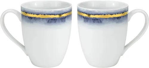 Miniatura 3 de Euro Porcelain Juego de comedor de mármol azul de 16 piezas, vajilla de porcelana fina con servicio de acento de placa de oro de 24 quilates para 4