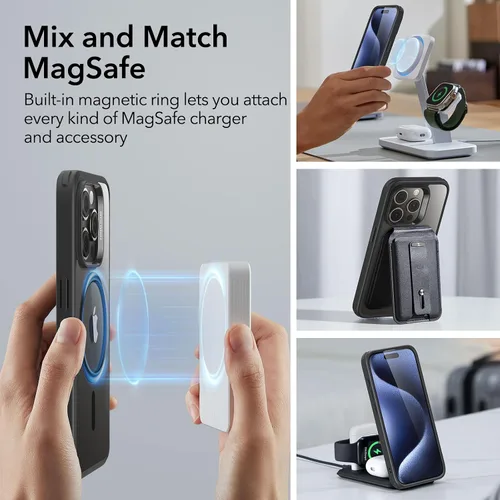 Miniatura 4 de ESR Funda para iPhone 15 Pro, compatible con MagSafe, protección de grado militar, resistente al amarillamiento, parte trasera resistente a