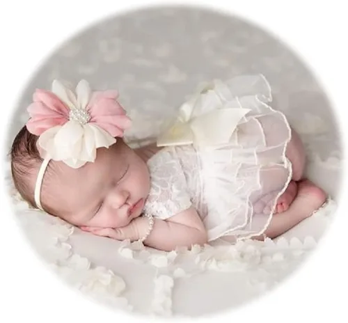 Miniatura 2 de Zeroest Traje de sesión de fotos para niña recién nacida, accesorios de fotografía de encaje, mameluco de encaje para recién nacido, accesorios