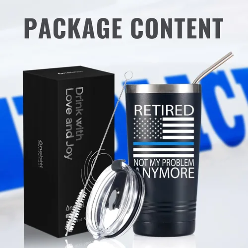 Miniatura 7 de Onebttl Regalo de jubilación de policía para hombres, policía, policía, policía, vaso de viaje de acero inoxidable, 20 onzas, color negro