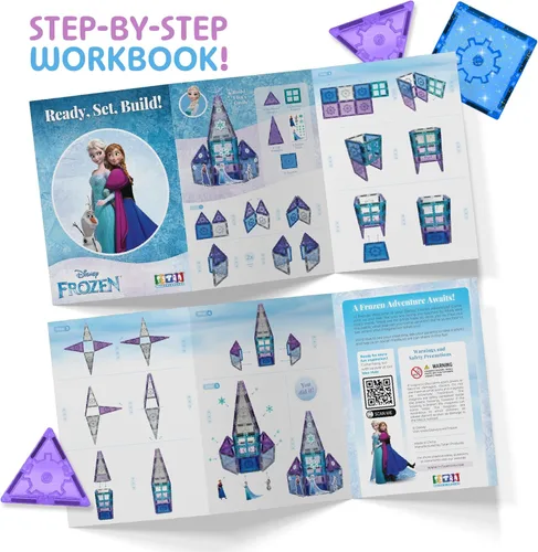 Miniatura 9 de Tytan Toys Juguete de azulejos magnéticos Frozen de Disney Princesa Castillo - Juego de construcción STEAM de 20 piezas con azulejos brillantes