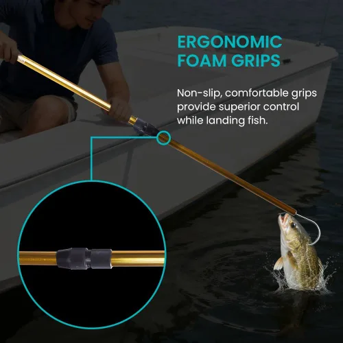 Miniatura 4 de GAFFER SPORTFISHING Gancho extensible de aluminio para peces con soporte de gancho de lanza de pesca de acero inoxidable afilado