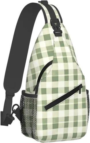 Small Crossbody Bags for Women Men - Vintage Green Plaid Print Adjustable Shoulder Bag Fanny Packs Belt Sling Bag Crossbody Purses Backpack for