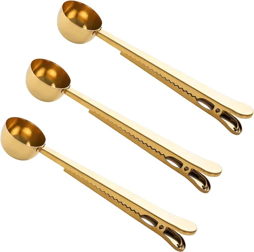 Miniatura 10 de Cuchara de café con clip para bolsa, 2 unidades, 1 cucharada de acero inoxidable de mango largo cucharas medidoras para café molido y granos, té