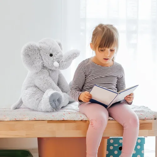 Miniatura 2 de Toys Studio Elefante de peluche gigante de 19.6 pulgadas, elefante gris de peluche para niños y niñas, regalos de cumpleaños, Navidad, día de San