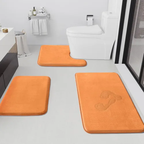 Miniatura 26 de HUXMEYSON Juego de alfombras de baño de 2 piezas, juego de alfombrillas antideslizantes y de secado rápido, alfombras de baño ultra suaves de Negro