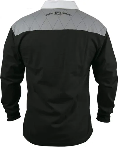 Miniatura 2 de Guinness Heritage Charcoal and Black Rugby Jersey Camisetas de rugby de manga larga para hombres Mens Irlanda Polo Jerseys