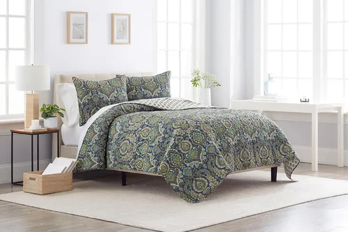 Miniatura 3 de C&F Home Kingstown - Juego de edredón de damasco de cachemira de 2 piezas, versátil para primavera y verano, floral, botánico, geométrico