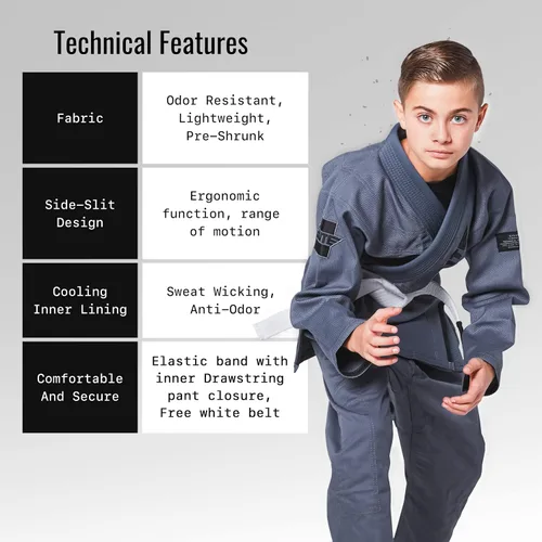 Miniatura 3 de Elite Sports Kids BJJ GI - Kimono brasileño Jiujitsu Gi con tela preencogida y cinturón, para niños y jóvenes, aprobado por la IBJJF