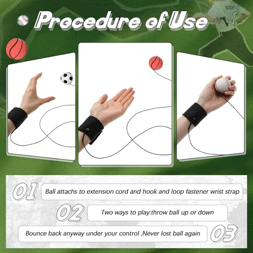 Miniatura 5 de Jerify - 30 unidades de pelota de retorno de muñeca en una cuerda, deportes de béisbol, regalos de fiesta de fútbol, baloncesto, muñeca de retorno