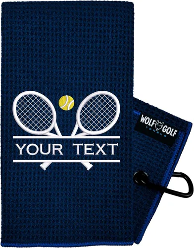Miniatura 12 de Toalla de tenis personalizada Bordada para hombres y mujeres Accesorio personalizado para cancha Regalos de tenis Negro