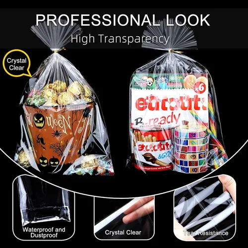 Miniatura 4 de OYAVISR Bolsas transparentes para dulces, 50 unidades, 10 x 13 pulgadas, bolsa de celofán para regalo, regalo de fiesta para tartas, celofán