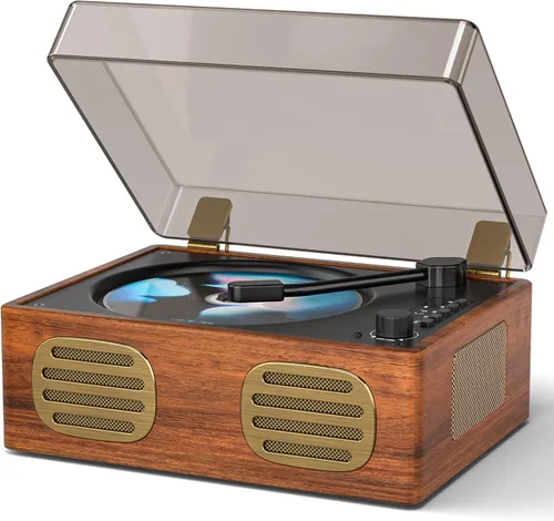 Reproductor de CD portátil para el hogar, reproductores de CD BT retro recargables, transmisión inalámbrica Boombox de escritorio con altavoces HiFi