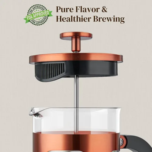 Miniatura 2 de Veken Cafetera de prensa francesa de 21 onzas, 0.6 L, olla pequeña de una sola porción, vidrio de borosilicato espesado resistente al calor