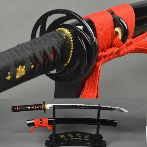 Miniatura 19 de Espada samurái Wakizashi hecha a mano, Katana de espiga completa, espada media, cuchillos japoneses hechos a mano listos para la batalla