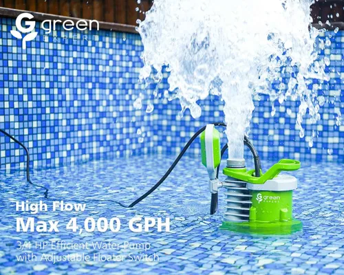 Miniatura 2 de Green Expert - Bomba sumergible de sumidero de 3/4 HP, máximo 4000 GPH, interruptor de flotador ajustable de alto caudal, manual automático para una